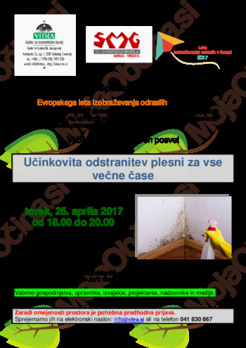 Interaktiven posvet: UČINKOVITA ODSTRANITEV PLESNI ZA VSE VEČNE ČASE