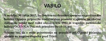 Spominska slovesnost pri partizanski bolnici Ogenjca