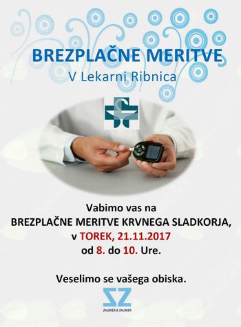 Brezplačne meritve krvnega sladkorja v Lekarni Ribnica