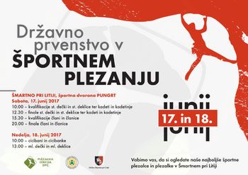 Državno prvenstvo v športnem plezanju -  Šmartno 2017