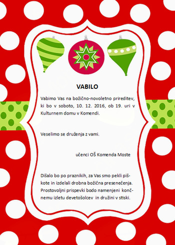 Božično-novoletna prireditev OŠ Komenda Moste