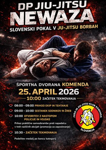 V Komendo prihaja Državno prvenstvo v Jiu-Jitsu (Ne-waza) in pokal v Jujitsu borbah 2026