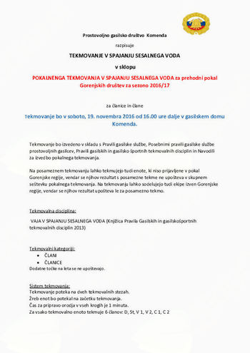 TEKMOVANJE V SPAJANJU SESALNEGA VODA