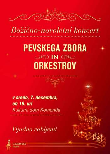BOŽIČNO NOVOLETNI KONCERT GLASBENE ŠOLE KAMNIK