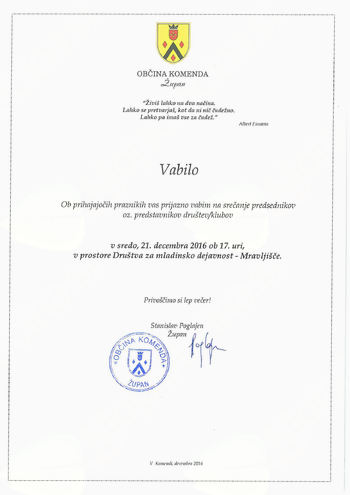 SREČANJE DRUŠTEV IN KLUBOV