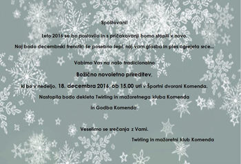 BOŽIČNO NOVOLETNA PRIREDITEV