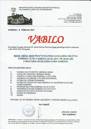 REDNI OBČNI ZBOR PGD KOMENDA