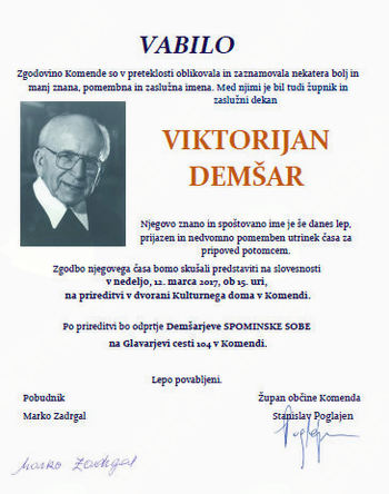 ODPRTJE DEMŠARJEVE SPOMINSKE SOBE