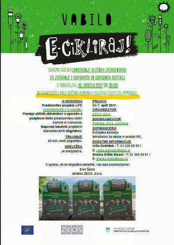 LANSIRANJE ULIČNIH ZBIRALNIKOV ZA ZBIRANJE E-ODPADKOV IN ODPADNIH BATERIJ