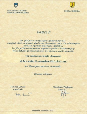 Slovesnost ob zaključku investicijsko vzdrževalnih del