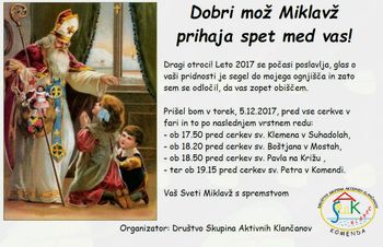DOBRI MOŽ MIKLAVŽ PRIHAJA SPET MED VAS