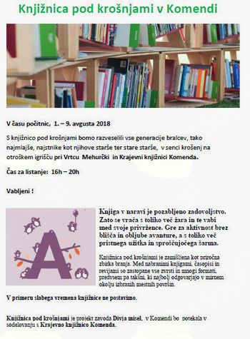 Knjižnica pod krošnjami v Komendi