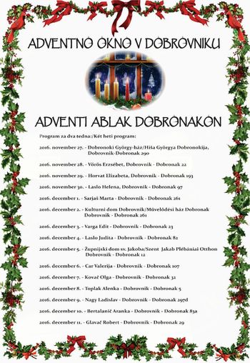 Adventno okno v Dobrovniku/Adventi ablak Dobronakon