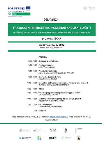 DELAVNICA TRAJNOSTNI ENERGETSKO PODNEBNI AKCIJSKI NAČRTI BLAŽENJE IN PRILAGAJANJE POSLEDICAM PODNEBNIH SPREMEMB V OBČINAH