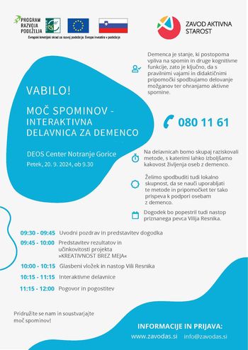 Moč spominov - interaktivna delavnica za demenco Moč spominov - interaktivna delavnica za demenco