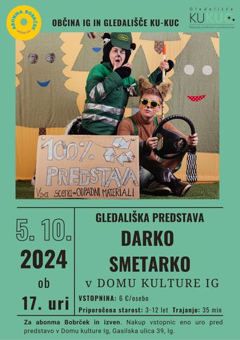 Vabilo na otroško gledališko predstavo Darko Smetarko
