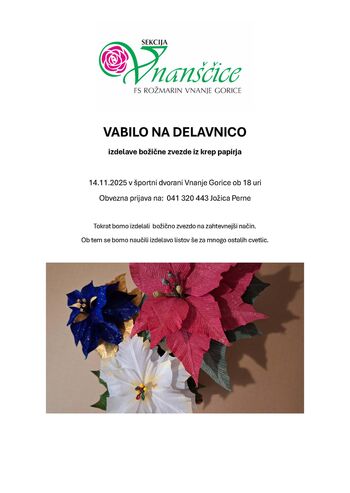 Vabilo na delavnico izdelave božične zvezde iz krep papirja