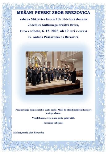 MEŠANI PEVSKI ZBOR BREZOVICA - Miklavžev koncert
