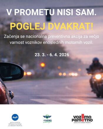 Začenja se nacionalna preventivna akcija »Vozniki enoslednih motornih vozil«: da bo nova motoristična sezona varnejša - lani umrlo kar 30 motoristov Začenja se nacionalna preventivna akcija »Vozniki enoslednih motornih vozil«: da bo nova motoristična sezona varnejša - lani umrlo kar 30 motoristov