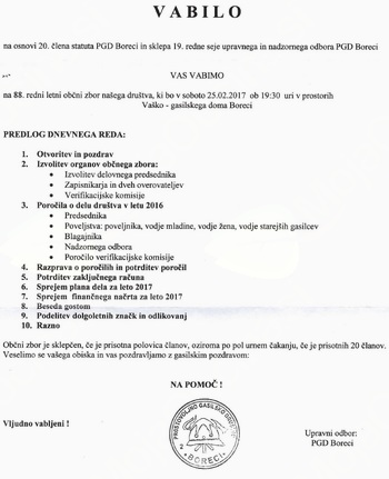 88. redni letni občni zbor PGD Boreci