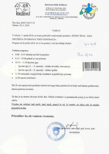 ŠPORT ŠPAS - DAN DRUŽENJA IN GIBANJA VSEH GENERACIJ