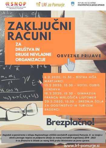 ZAKLJUČNI RAČUNI ZA DRUŠTVA IN DRUGE NEVLADNE ORGANIZACIJE