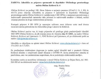 Obvestilo zainteresirani javnosti: sprememba OPN - železniški prehod Ključarovci