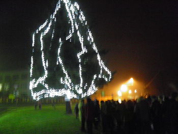 Prižiganje adventnih lučk na smreki pred osnovno šolo v Gornjih Petrovcih