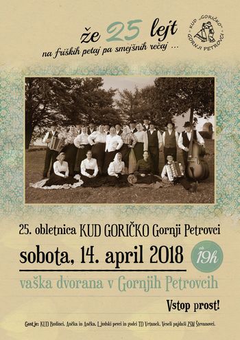 Gledališki večer ob 25. obletnici delovanja KUD Goričko "Že 25 lejt na friških petaj in smejšnih rečaj"