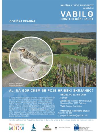 Vabilo na ornitološki izlet v nedeljo, 23.05.2021 v Stanjevcih