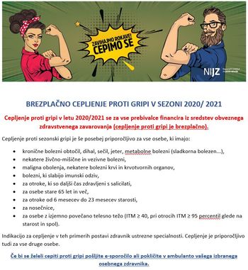 Brezplačno cepljenje proti gripi v sezoni 2020/2021