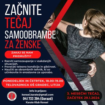 Novo Leto, novi podvigi - Pridružite se tečaju samoobrambe za ženske v KK Kensei! 