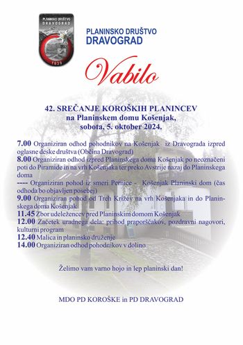 SREČANJE KOROŠKIH PLANINCEV NA KOŠENJAKU