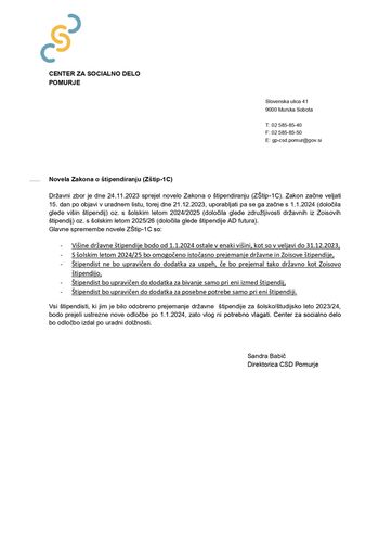 Novela Zakona o štipendiranju (Zštip-1C) Novela Zakona o štipendiranju (Zštip-1C)