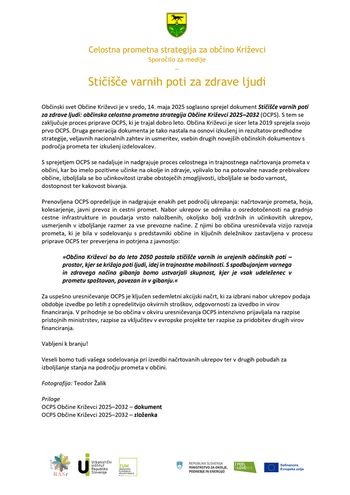 Celostna prometna strategija za občino Križevci Sporočilo za medije