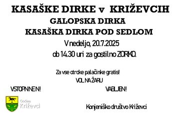 VABILO NA KASAŠKE DIRKE v  KRIŽEVCIH