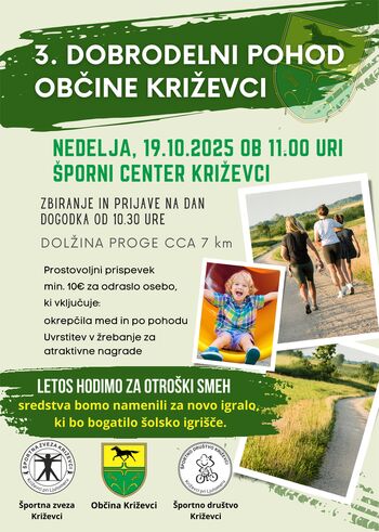 Vabljeni na dobrodelni pohod Občine Križevci