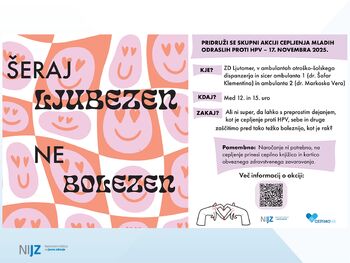 Šeraj ljubezen, ne bolezen – akcija cepljenja študentov proti HPV
