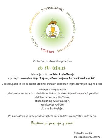 Slovesnost ob 20. letnici delovanja Ustanove Petra Pavla Glavarja