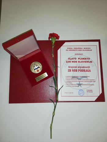 Krajevna organizacija Združenje borcev NOB Podraga prejela Zlato plaketo