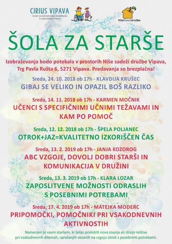ŠOLA ZA STARŠE 2018