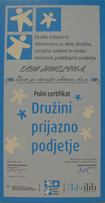 Polni certifikat Družini prijazno podjetje 