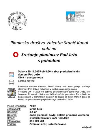 Srečanje planincev pod Ježo s pohodom