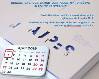 Rok za predložitev letnih poročil je 1. april 2019