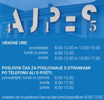 Sprememba uradnih ur za poslovanje s strankami na izpostavah AJPES