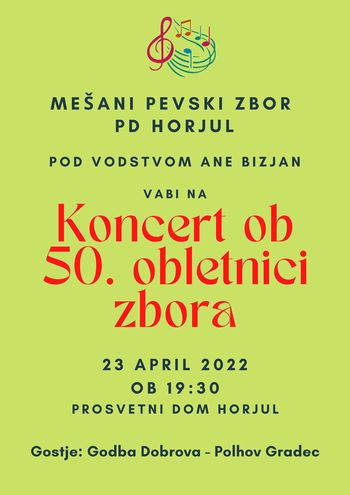 Koncert ob 50. obletnici Mešanega pevskega zbora Prosvetnega društva Horjul