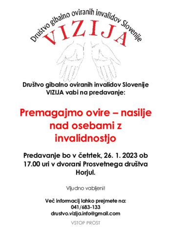 Premagajmo ovire - nasilje nad osebami z invalidnostjo