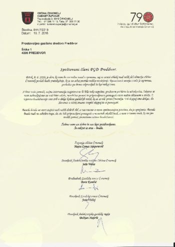 PGD Preddvor prejelo zahvalo iz Črnomlja