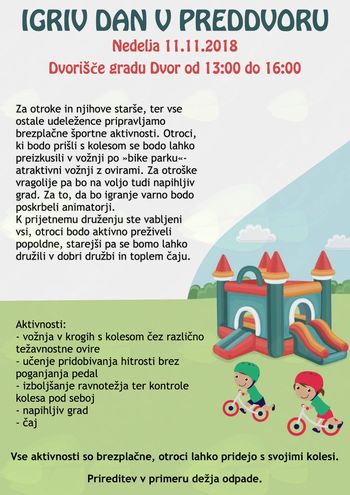 V nedeljo Igriv dan v Preddvoru - dvorišče gradu Dvor od 13:00 do 16:00
