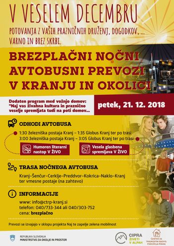 Brezplačni nočni prevozi v Kranju in okolici